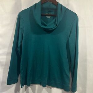 L.L. Bean Bright Teal Cowl Neck Sweater – Size Large